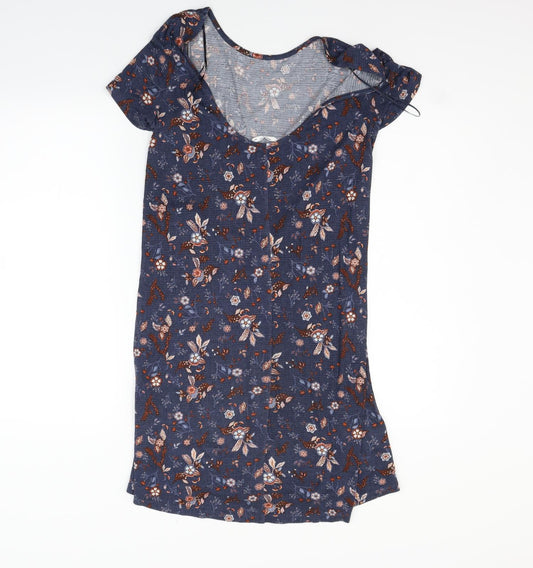 Mango Womens Blue Geometric T-Shirt Dress Size XS