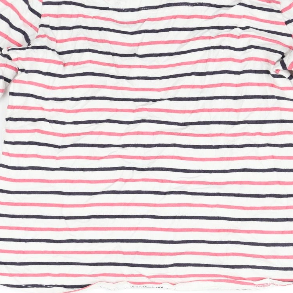 Brand and care label for Maine New England women’s pink striped jumper, size UK 8