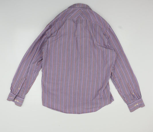 Mens UK Size L Moto Purple Button-Up Long Sleeve Casual Shirt