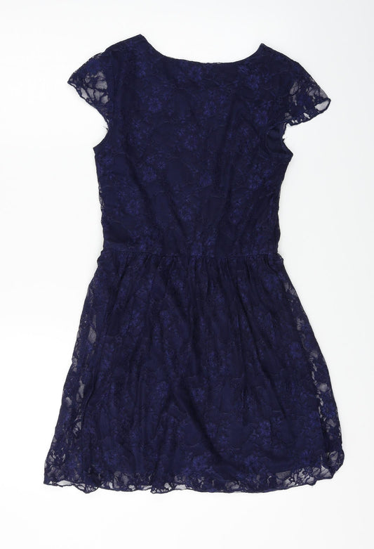 Club L Womens Black Floral A-Line Size L