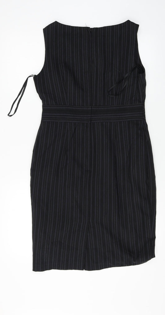South Womens Black Striped A-Line Size 12