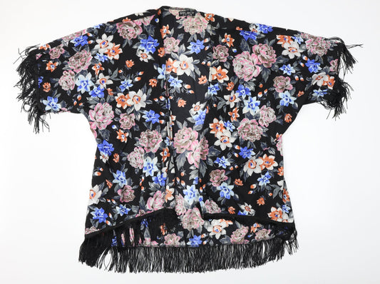 Select Womens Black Floral Cardigan Jumper Size 10