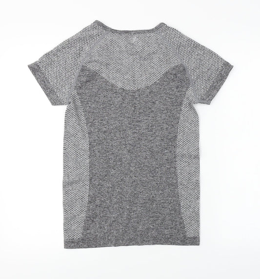 Womens UK Size 10 WORKOUT Grey Basic T-Shirt