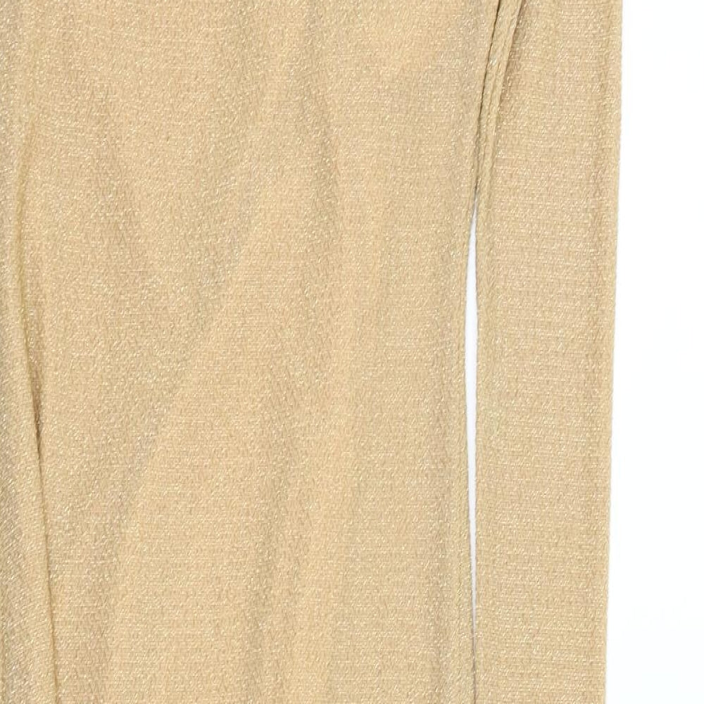 Topshop Womens Gold A-Line Size 8 - sparkle detail