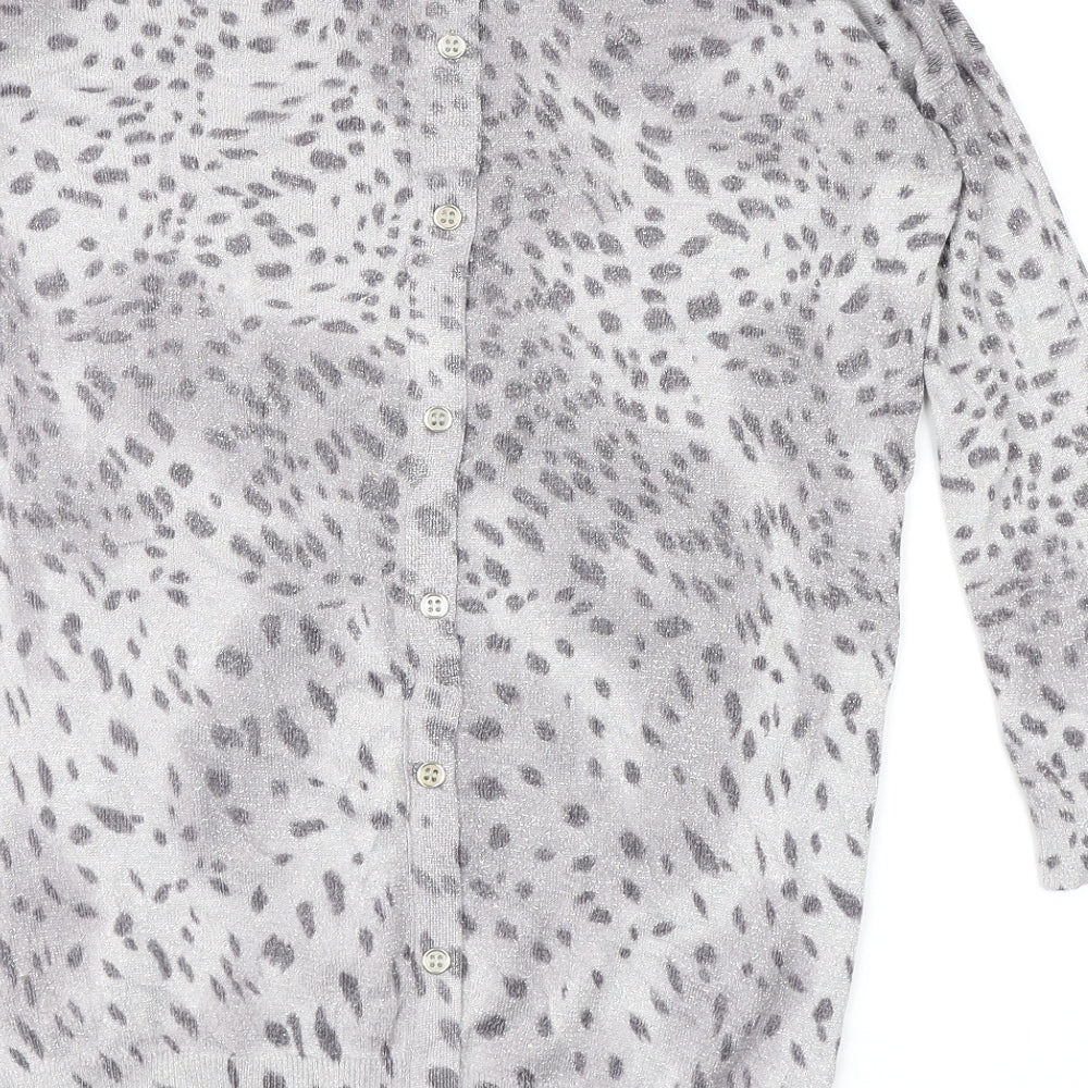 Oasis Womens Grey Animal Print Pullover Jumper Size XS