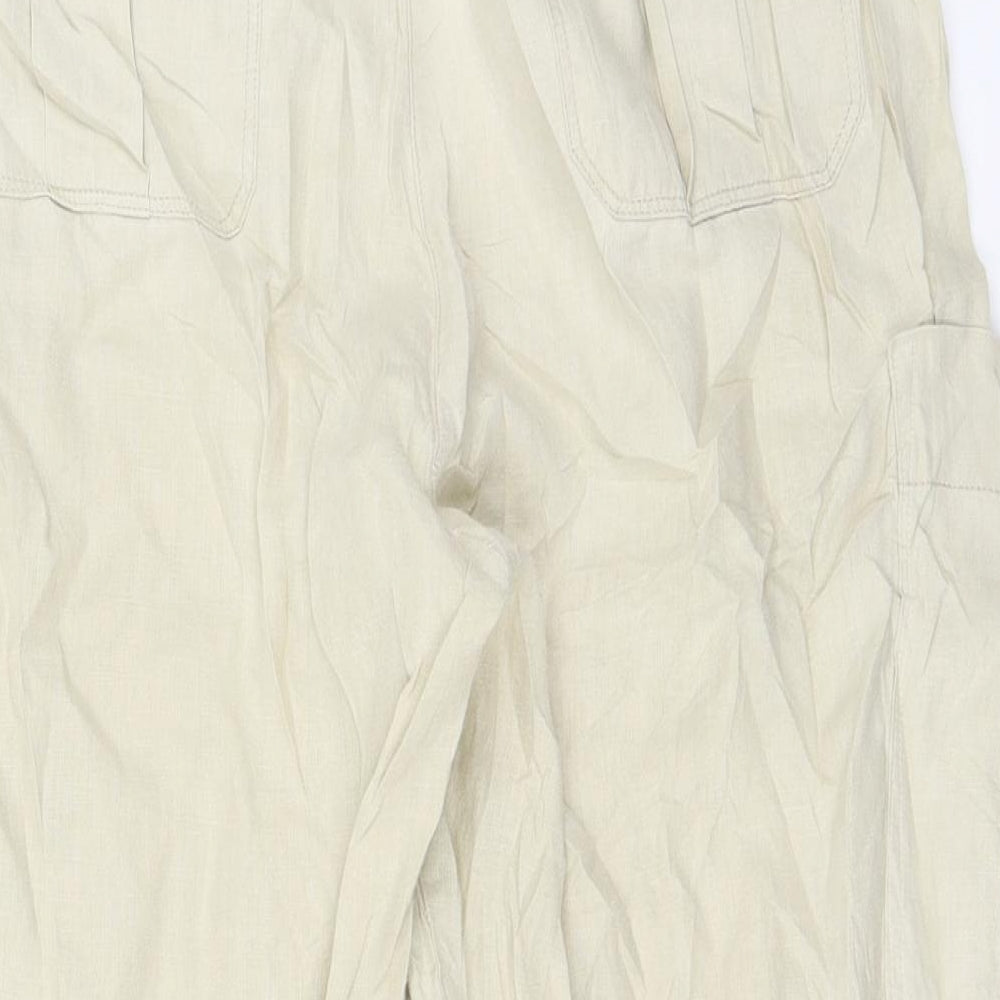 Womens UK Size 12 NEXT Regular Fit Cropped Beige Trousers