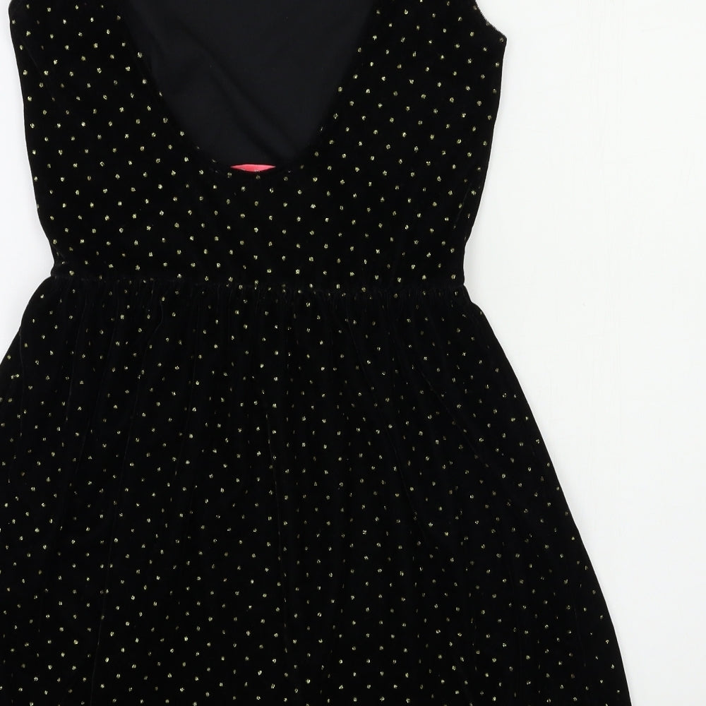 Oh My Love Womens Black Polka Dot Skater Dress Size S