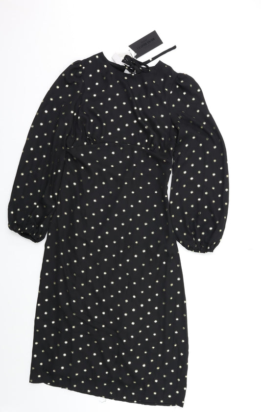 Additional front view of Fashion Union women’s black polka dot a-line, size S