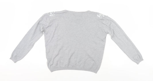 TU Womens Grey Floral Pullover Jumper