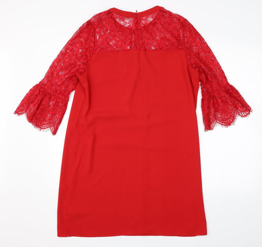 Back view of Papaya women’s red shift, size UK 12