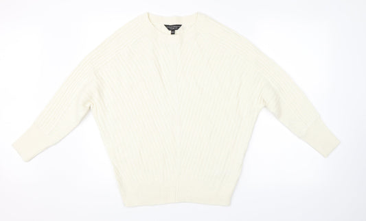 Dorothy Perkins Womens White Striped Knit Pullover Jumper Size 10