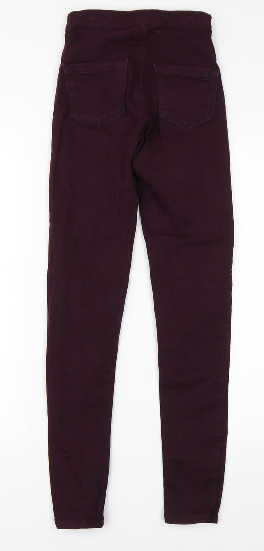 Topshop Womens Purple Denim Straight Jeans Size 25 in L32 in