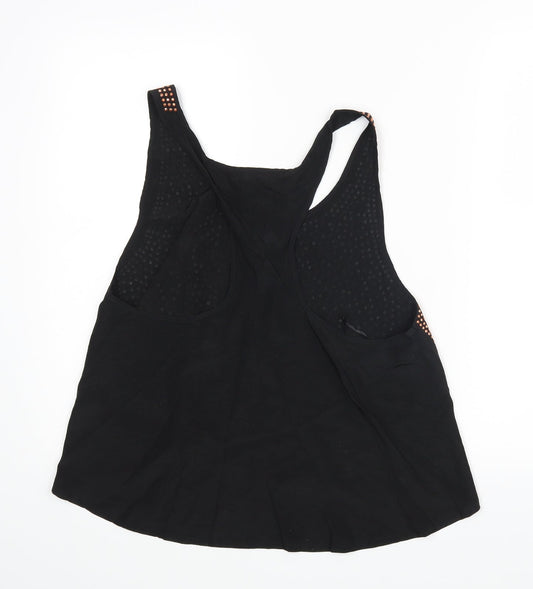 Womens UK Size M Striking Black Basic Blouse