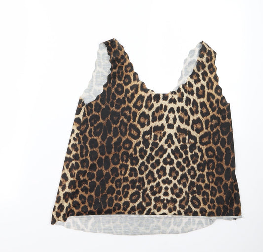 Boohoo Womens Black Animal Print Basic Tank Size S