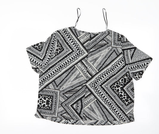 F&F Womens Grey Geometric Basic T-Shirt Size 12