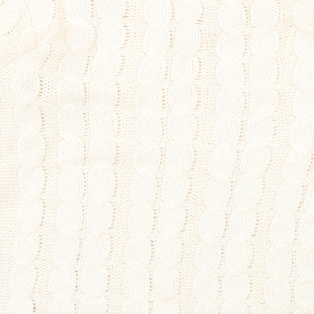 Brand and care label for Miss Selfridge women’s white jumper, size UK 6