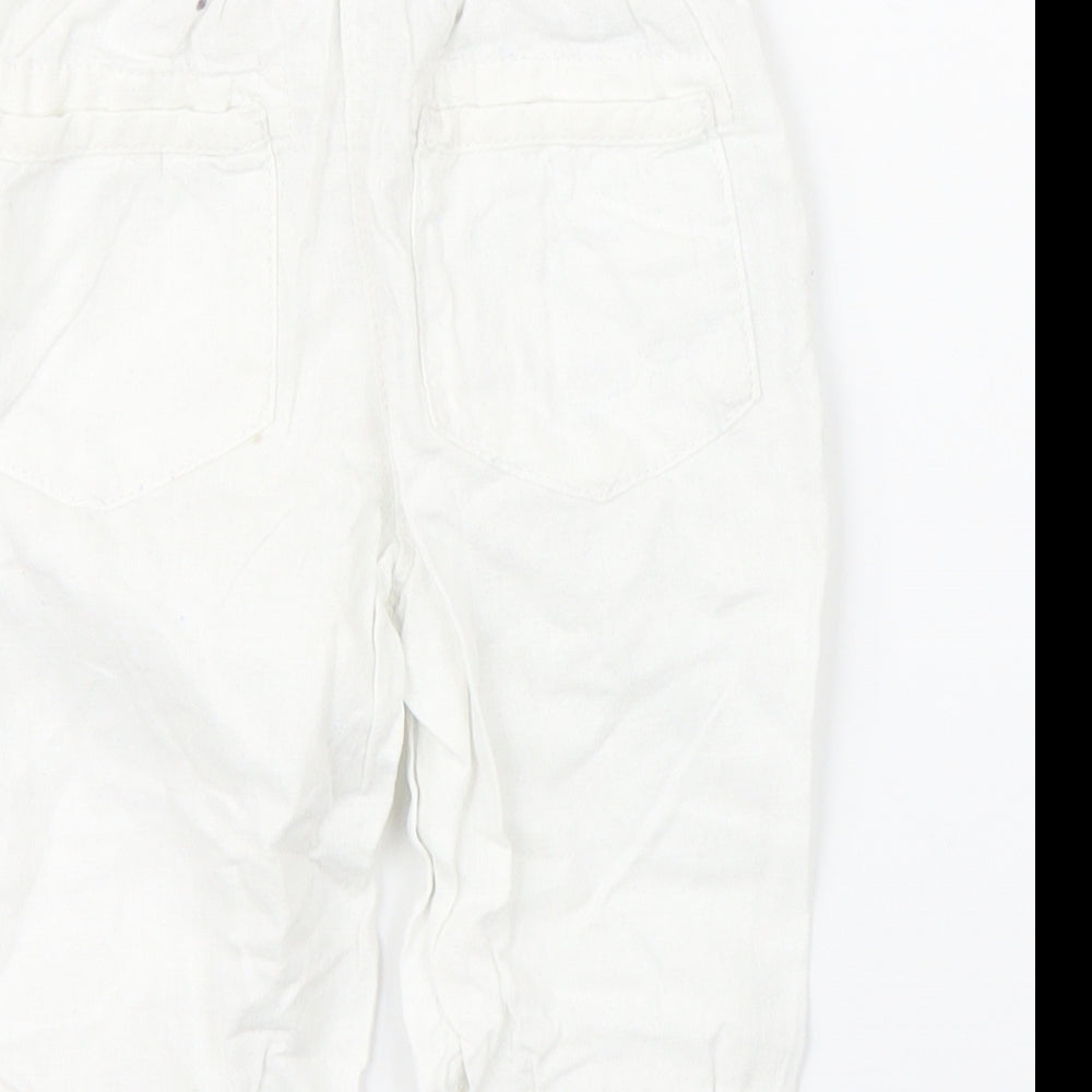 Preworn Girls White Floral Bloomer Trousers Size 2-3 Years