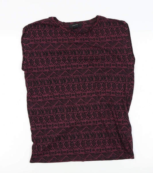 Atmosphere Womens Red Fair Isle Basic T-Shirt Size 10