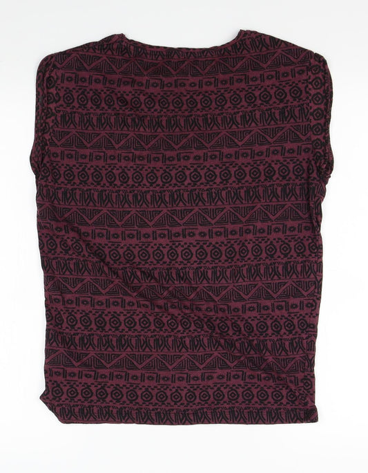 Atmosphere Womens Red Fair Isle Basic T-Shirt Size 10