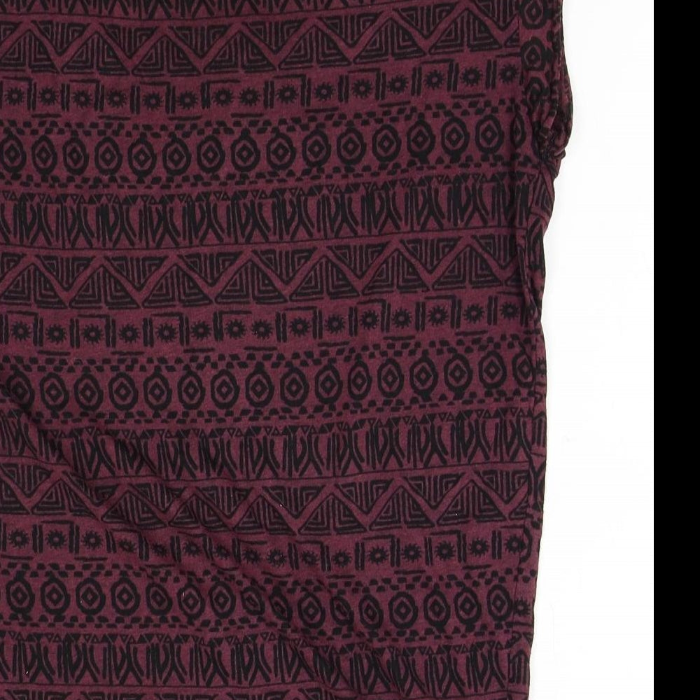 Brand and care label for Atmosphere women’s red fair isle basic t-shirt, size UK 10
