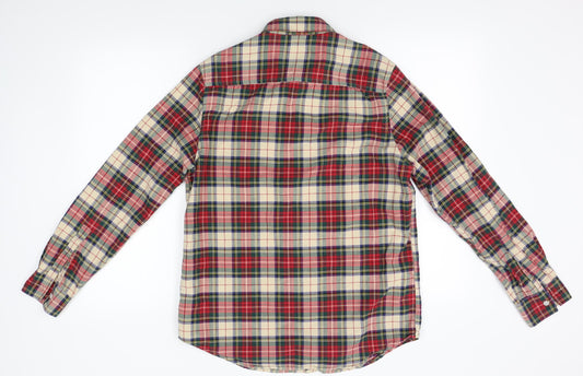 Topman Mens Red Plaid Button-Up Size M