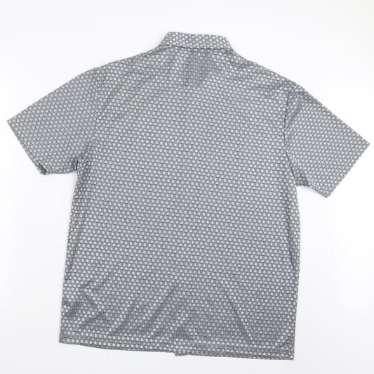 George Mens Silver Button-Up Size XL