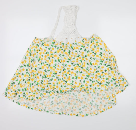 F&F Womens White Floral Jersey Basic Tank Size 12