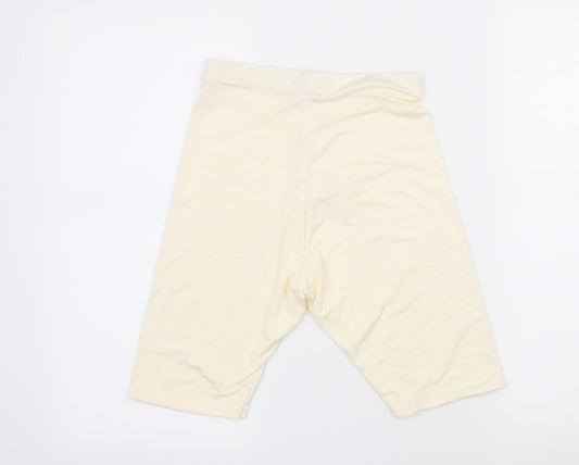 PRETTYLITTLETHING Womens Ivory Jersey Compression Shorts Size 8
