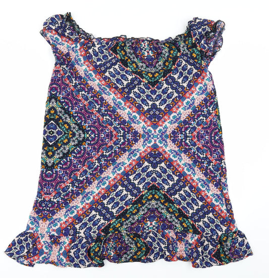 F&F Womens Blue Batik A-Line Size 10