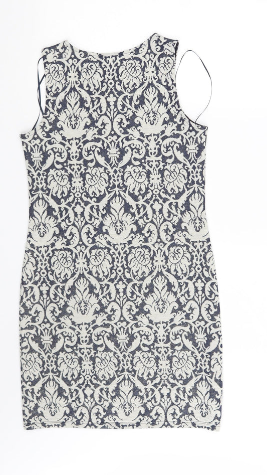 TU Womens Blue Paisley Fit & Flare Size 8