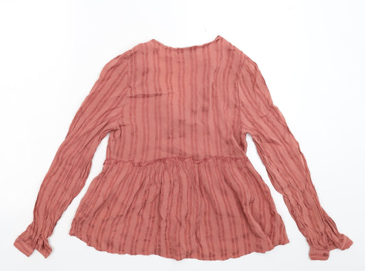 Primark Womens Pink Striped Basic Blouse Size 10