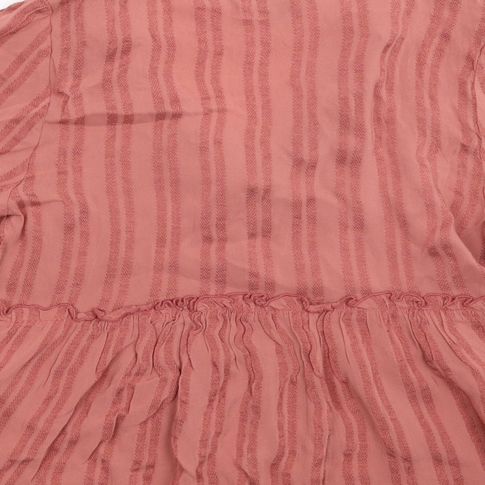 Primark Womens Pink Striped Basic Blouse Size 10