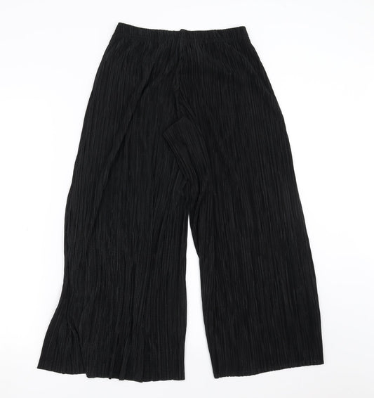 New Look Womens Black Trousers Size 6 L24 in - wide leg