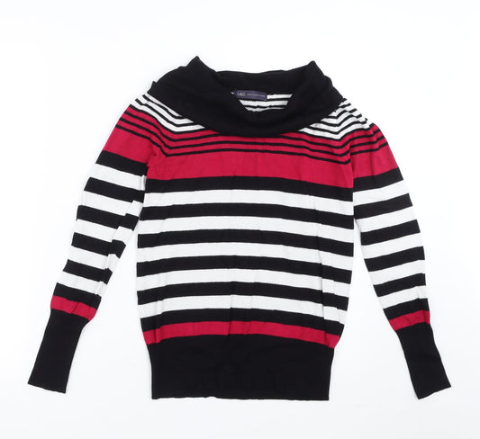 Marks and Spencer Womens Black Striped Pullover Jumper Size 10