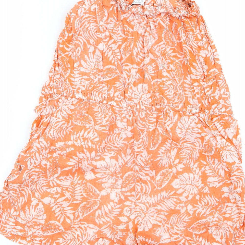 New Look Womens Orange Floral  Playsuit One-Piece Size 10