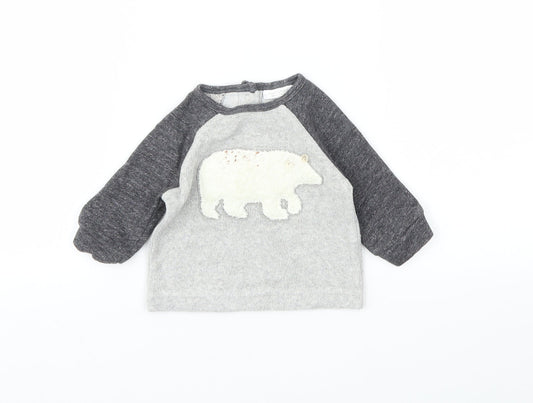 NEXT Boys Grey Animal Print Pullover Jumper Size 0-3 Months