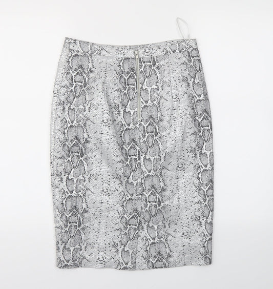 Oasis Womens Grey Animal Print  A-Line Skirt Size 8