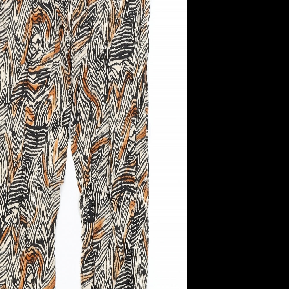 George Womens Orange Animal Print Capri Trousers Size 10 L26.5 in