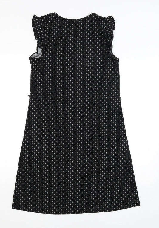 H&M Womens Black Polka Dot T-Shirt Dress Size XS