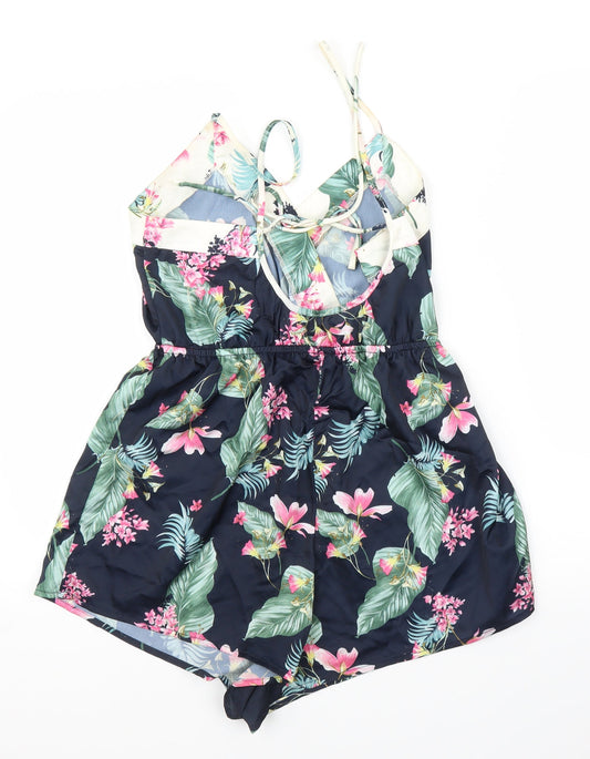New Look Womens Blue Floral  Romper One-Piece Size 12