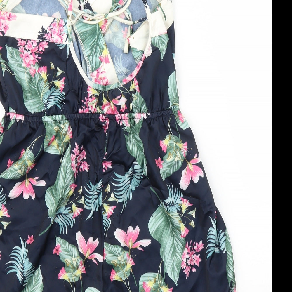 New Look Womens Blue Floral  Romper One-Piece Size 12