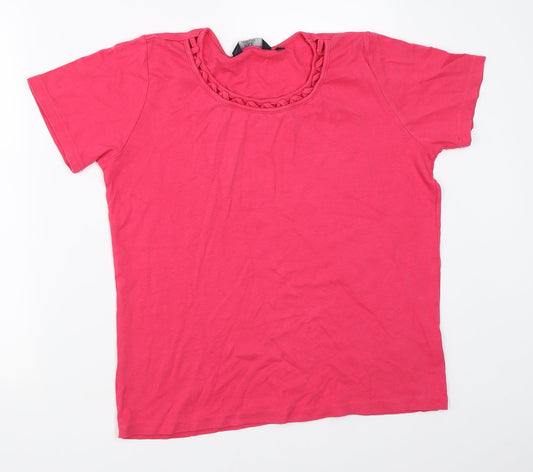Womens UK Size 14 Isle Pink Basic T-Shirt