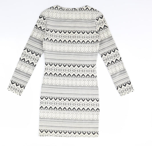 Topshop Womens Ivory Geometric Bodycon Size 8