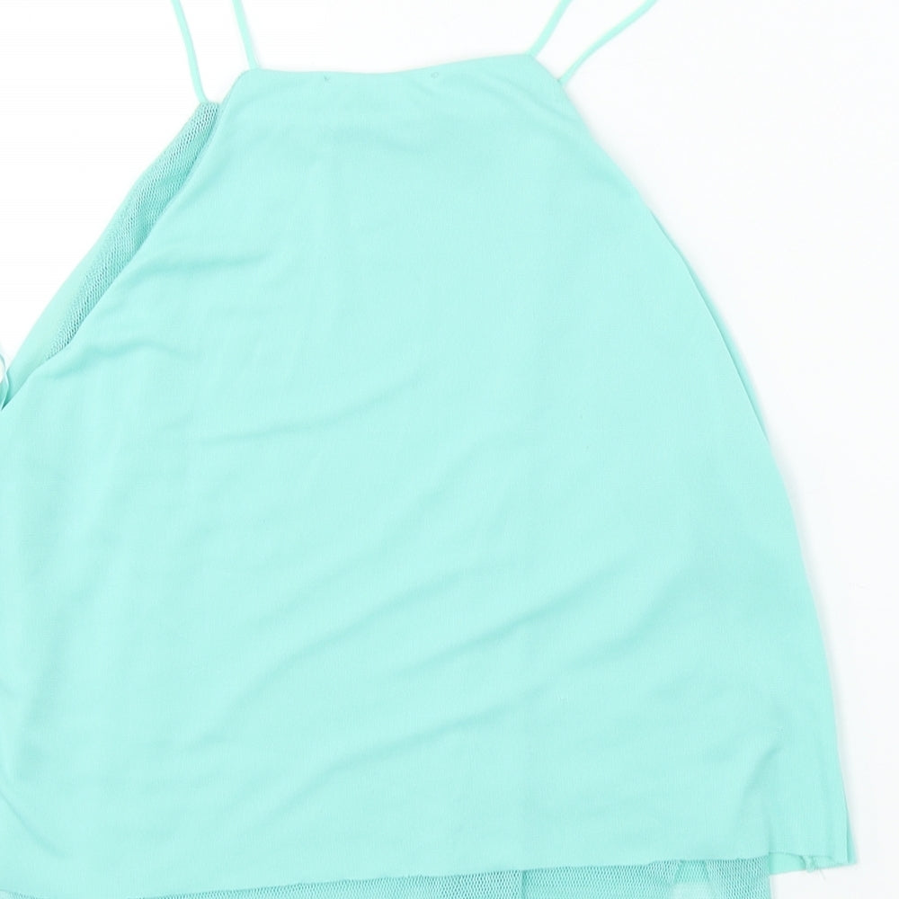 Womens UK Size M Zara Green Basic Tank