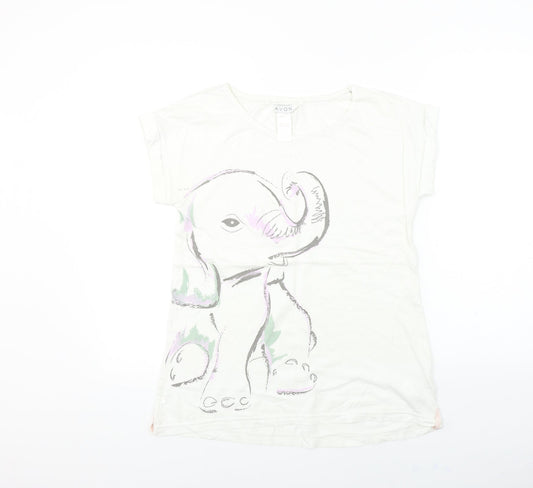 Avon Womens White Basic T-Shirt Size 12