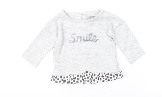 Primark Girls Grey Animal Print Pullover Jumper Size 0-3 Months