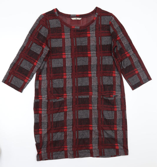 Tu Womens Grey Check A-Line Size 14