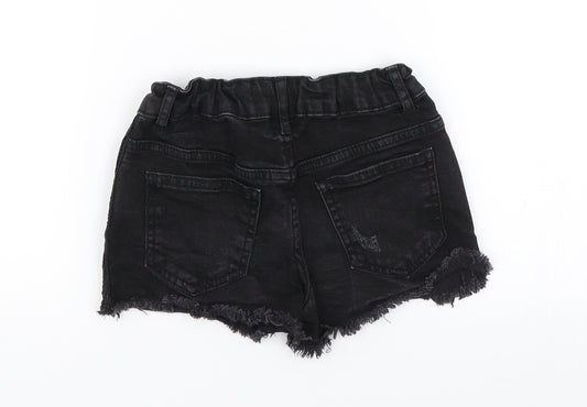 365 Denim Girls Black Denim Paperbag Shorts Size 6-7 Years