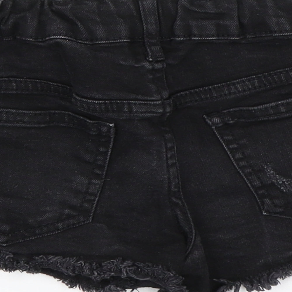 365 Denim Girls Black Denim Paperbag Shorts Size 6-7 Years