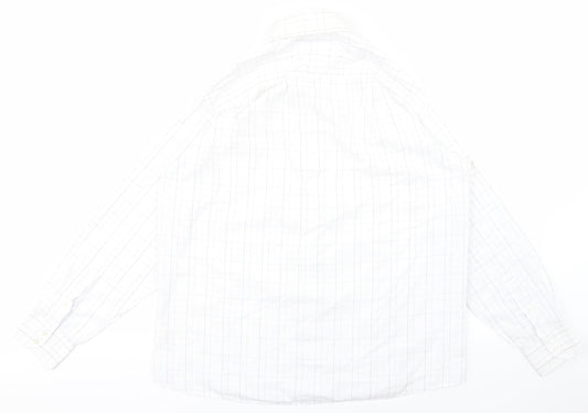 George Mens White Check Polo Size 16 - purple lines